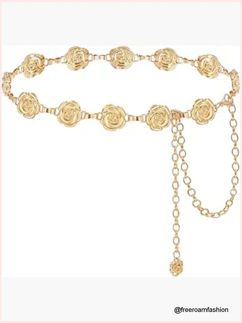 Adjustable Flower Waist Chain Belt for Dresses Gold